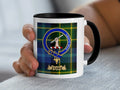 Elder tartan mug with a coloured accent handle and interior