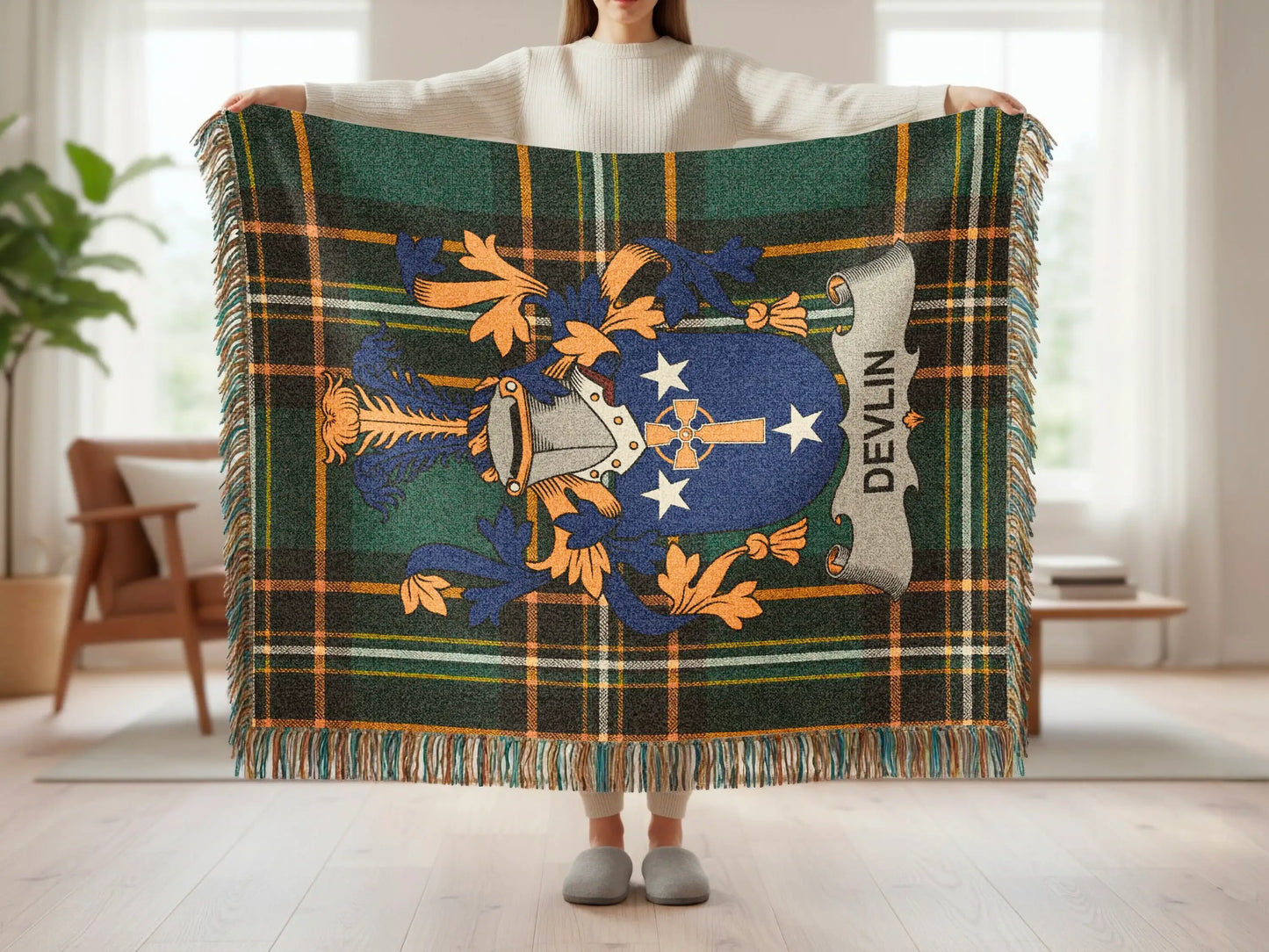 Devlin Crest Plaid Throw Blanket product type