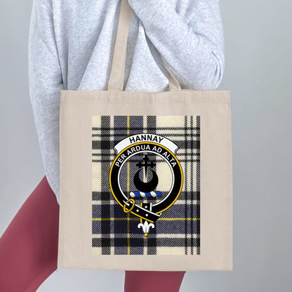 Hannay Scottish Clan Crest Tartan Design Tote Bag - Living Stone Gifts