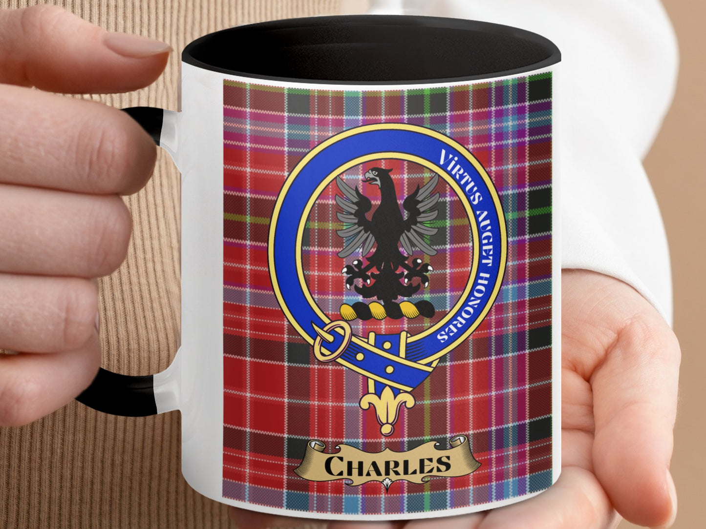 Clan Fergusson Scottish Tartan Crest Charles Mug - Living Stone Gifts