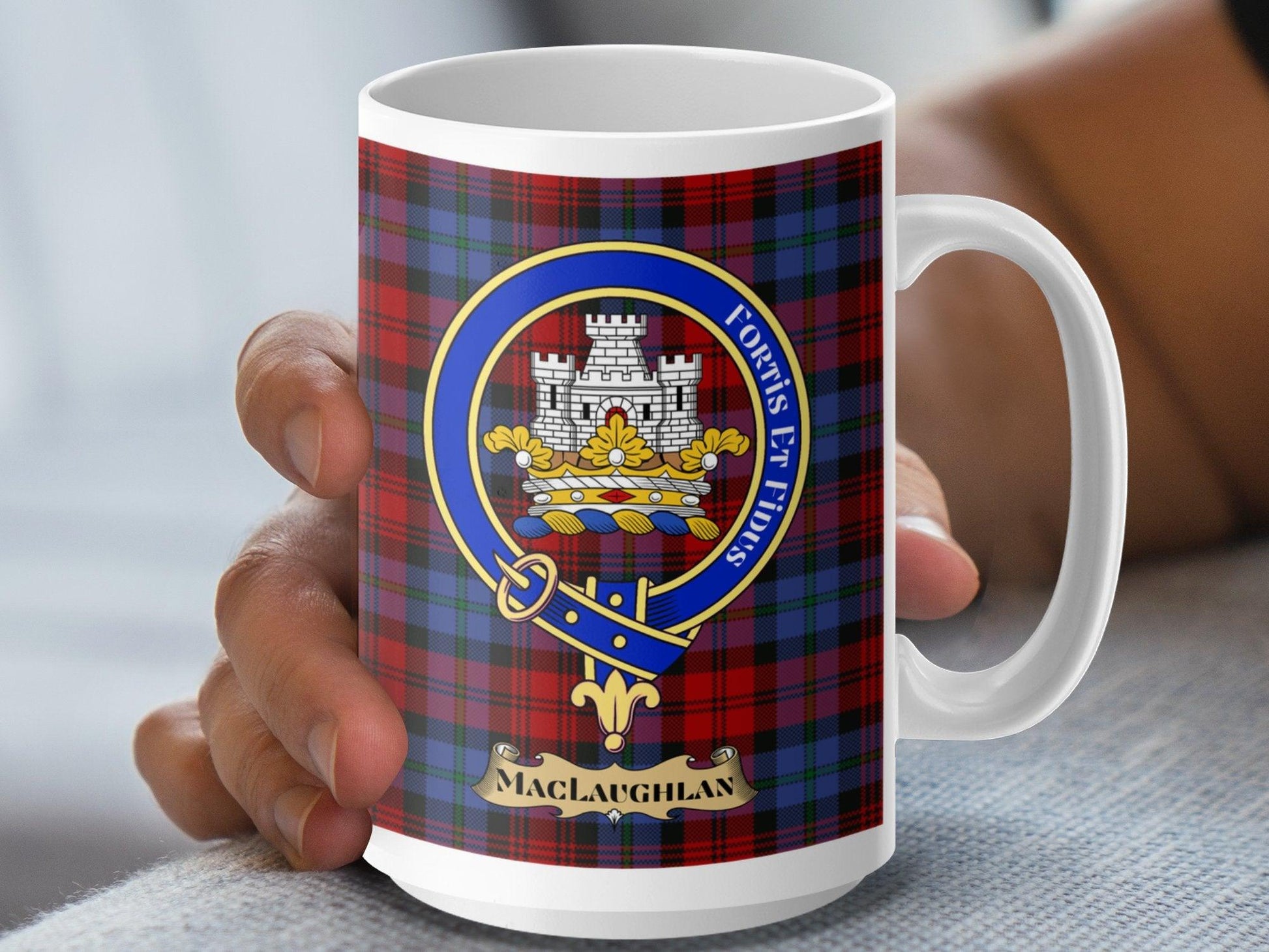 Clan MacLachlan Scottish Tartan Crest Gift Plaid Mug - Living Stone Gifts