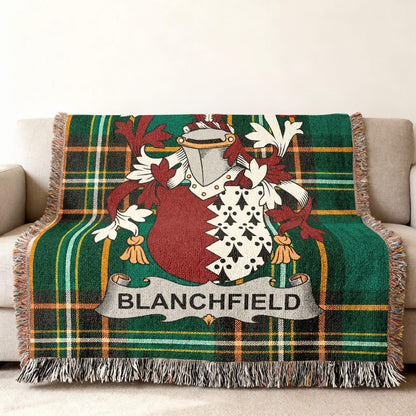 Blanchfield Family Crest Green Plaid Throw Blanket product type