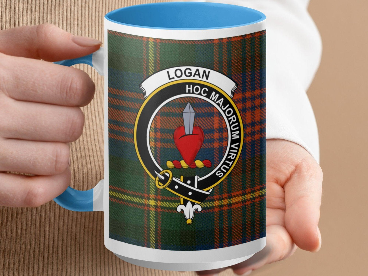 Scottish Clan Logan Tartan Crest Design Coffee Mug - Living Stone Gifts