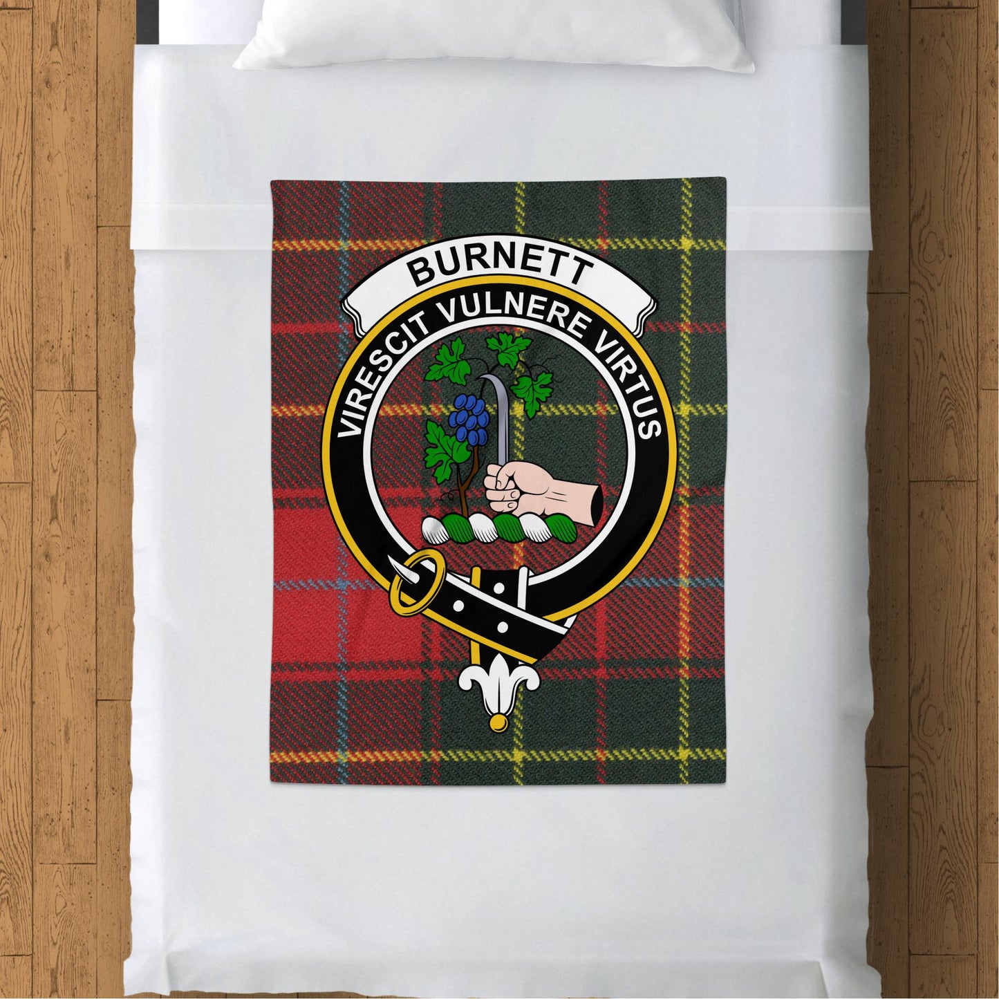 Burnett Clan Crest Scottish Tartan Throw Blanket - Living Stone Gifts