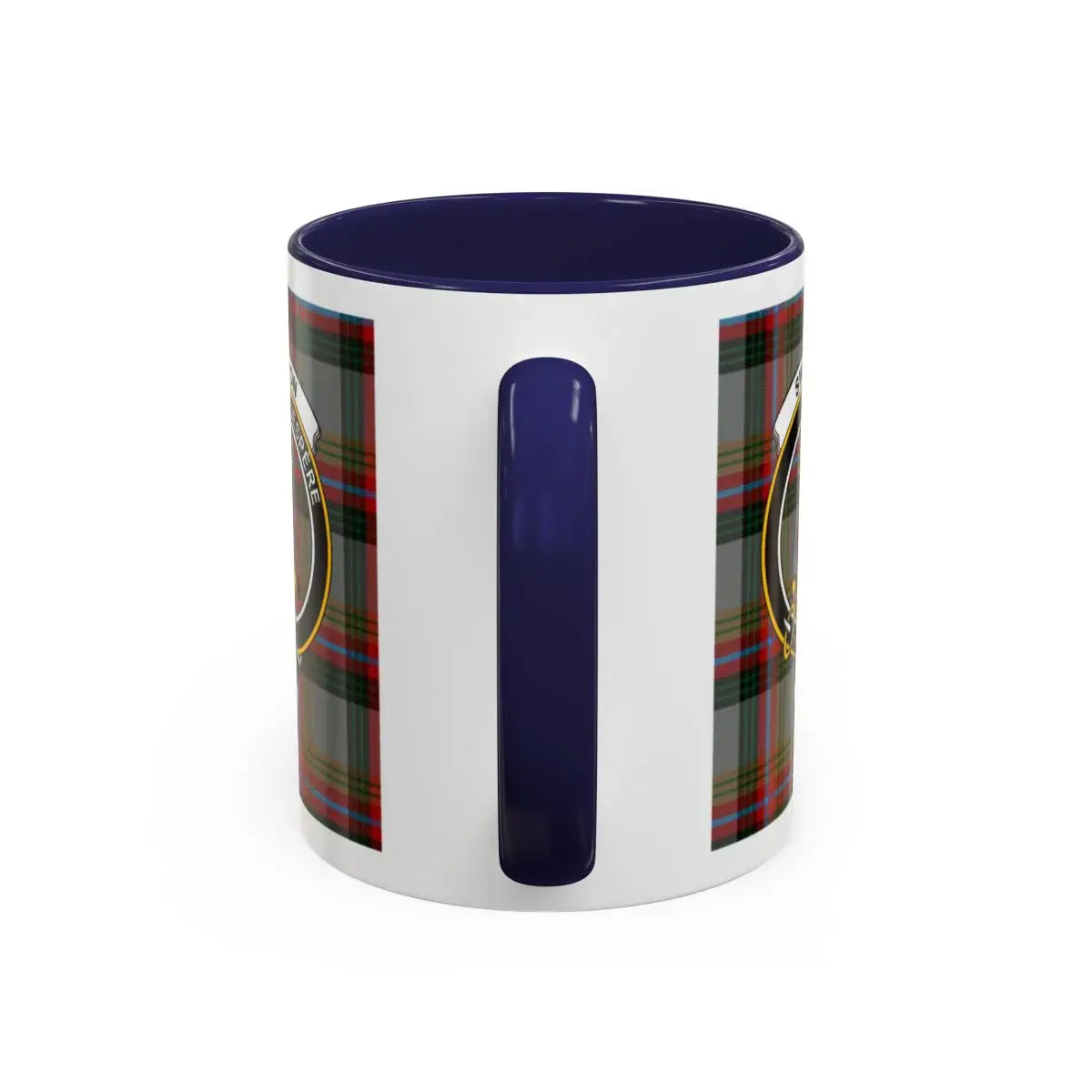 Clan Crest Badge with Tartan Design Coffee Mug