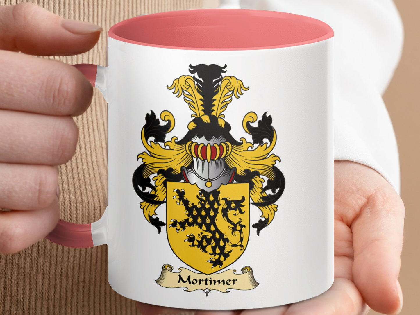 Mortimer Family Crest Coat of Arms Emblem Coffee Mug - Living Stone Gifts