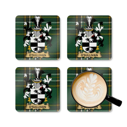 O'Sullivan Crest Green Plaid Coasters Set Unique product type