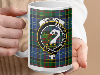 Traditional Brisbane Clan Crest Plaid Design Mug - Living Stone Gifts