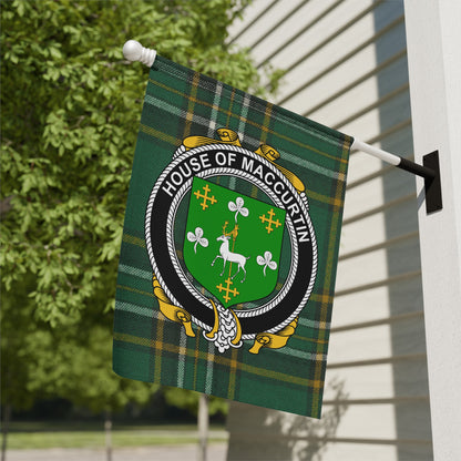 House of MacCurtin Crest Green Tartan Flag product