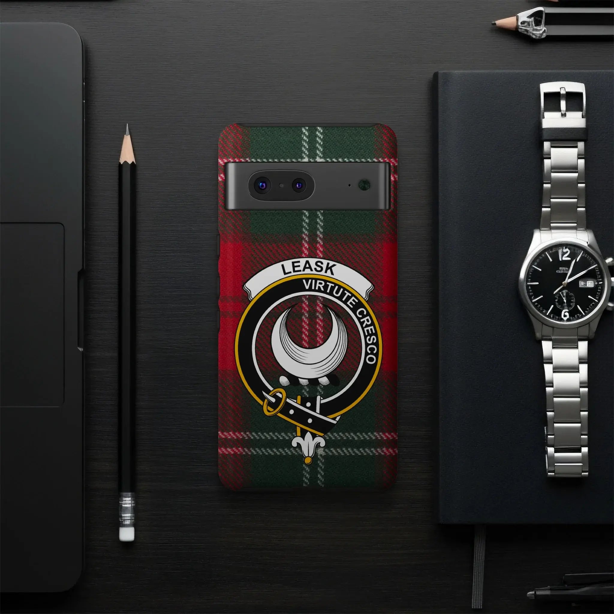 Leask Virtute Cresco Clan Crest Tartan Phone Case