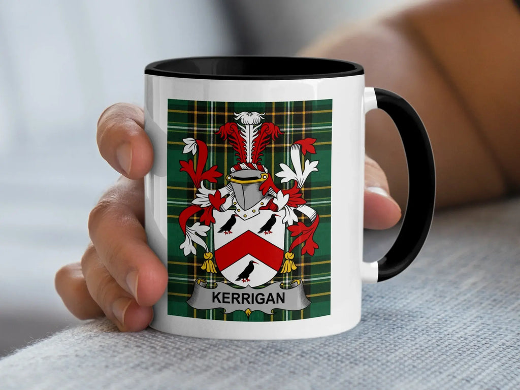 Kerrigan Irish family crest black accent mug
