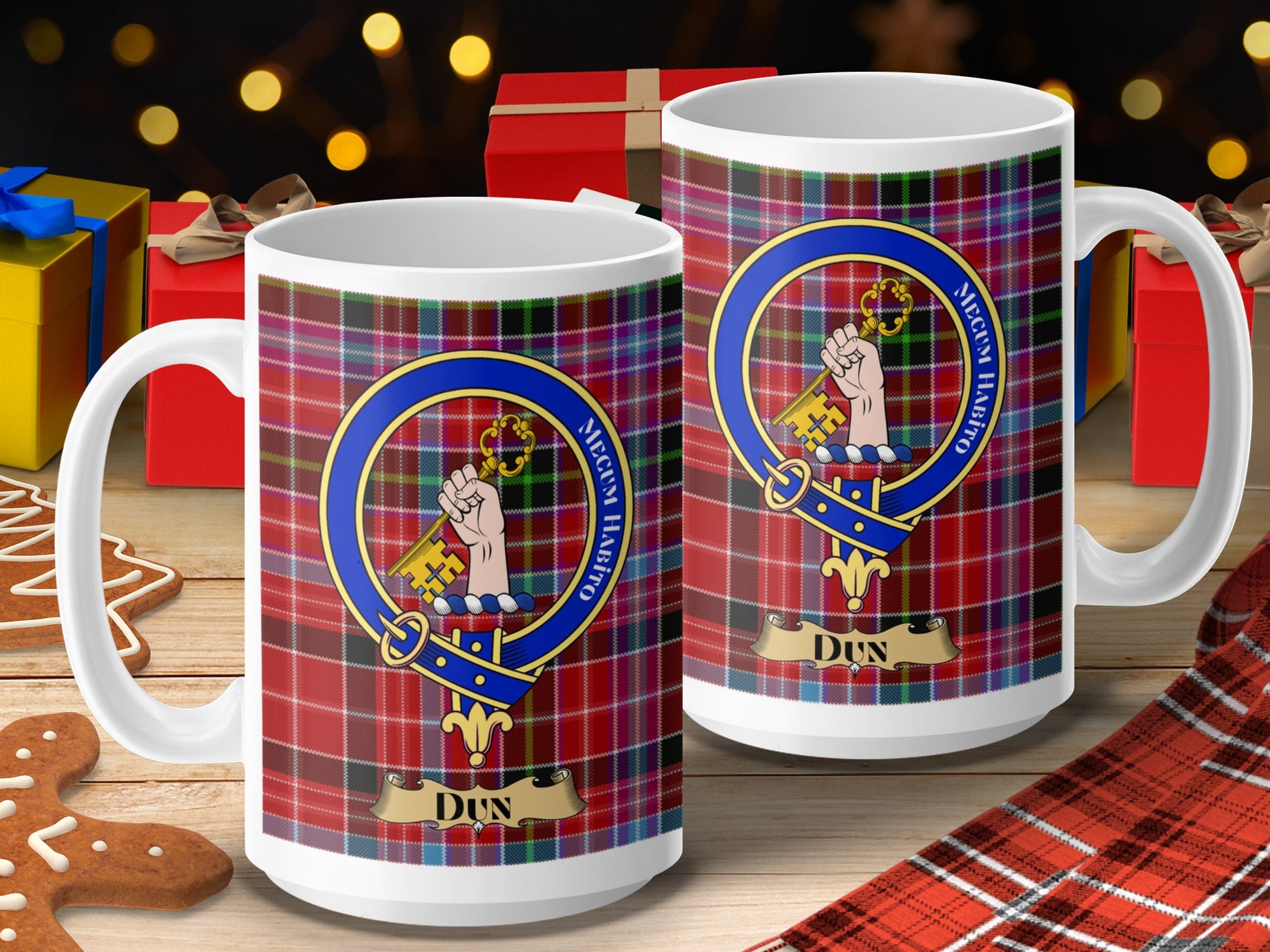 Clan Fergusson Scottish Tartan Crest Dun Mug - Living Stone Gifts