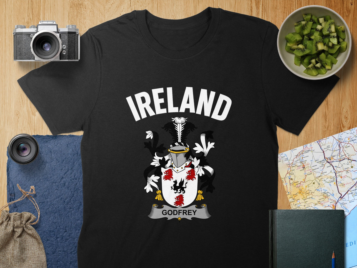 Ireland Godfrey Family Crest Black T-Shirt