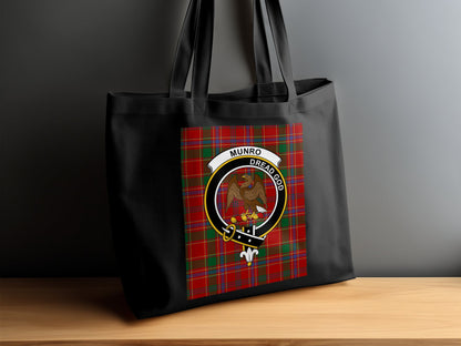 Munro Dread God Scottish Clan Crest Tartan Tote Bag - Living Stone Gifts