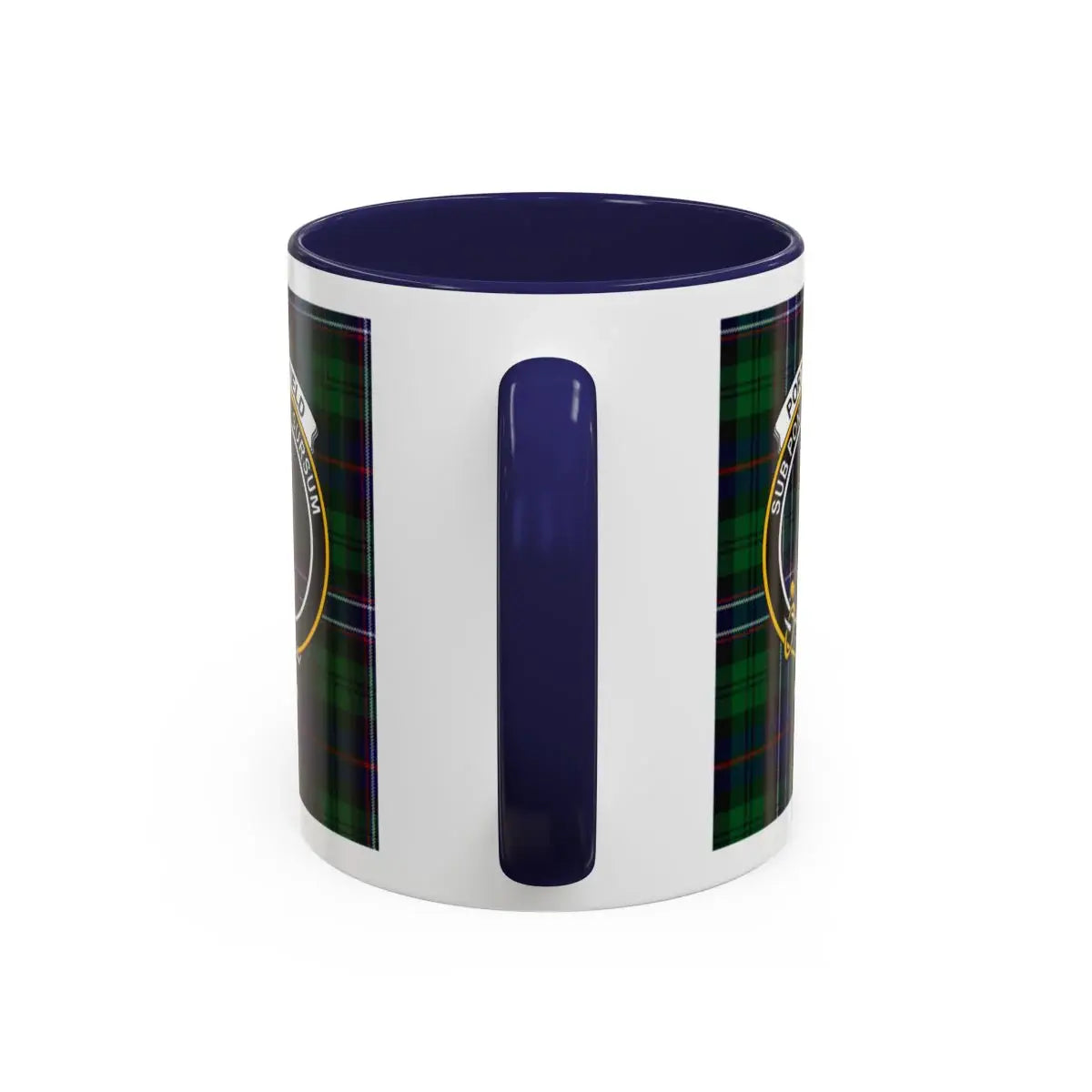 Navy Blue Interior Mug with Scottish Tartan Design