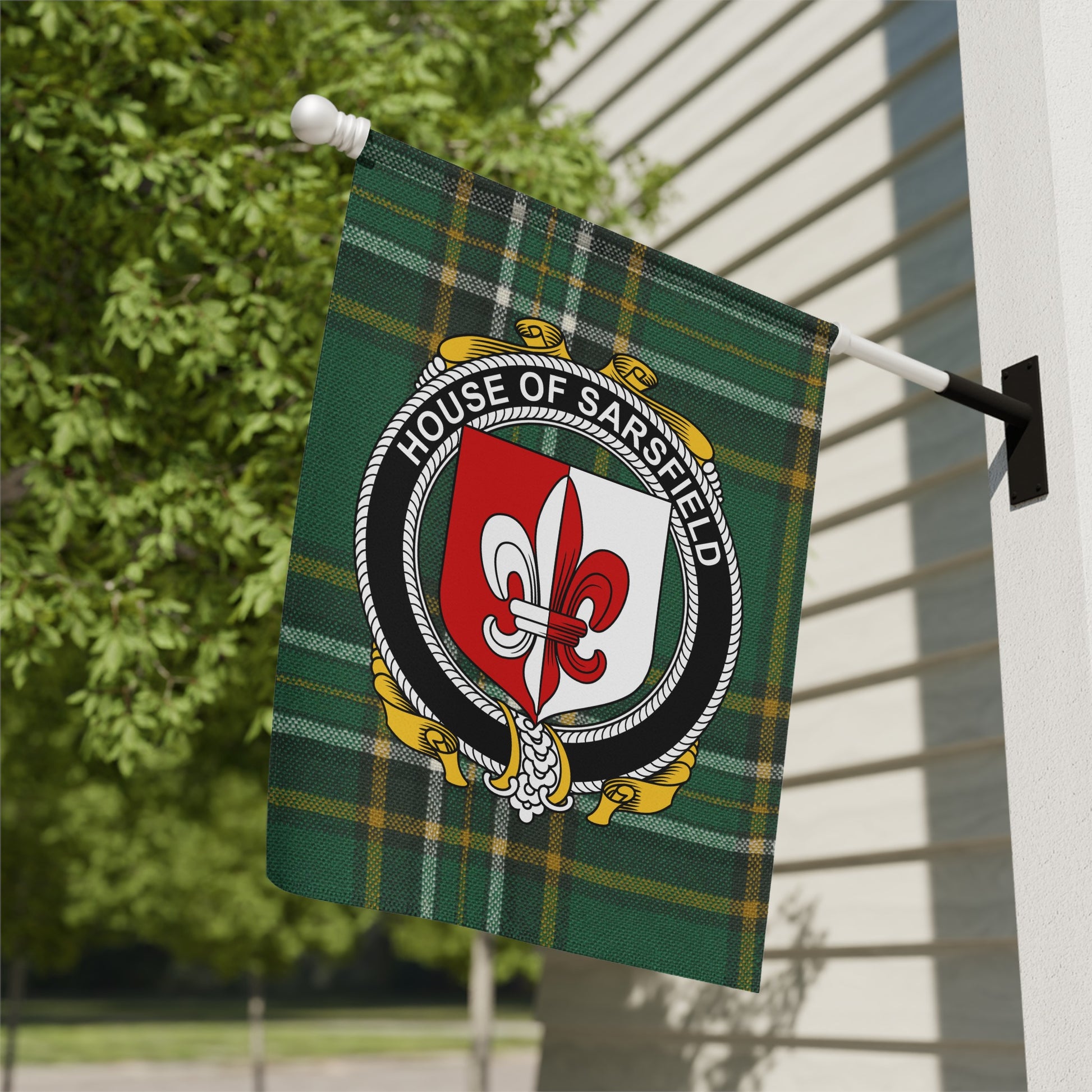 House of Sarsfield Green Plaid Family Flag Product