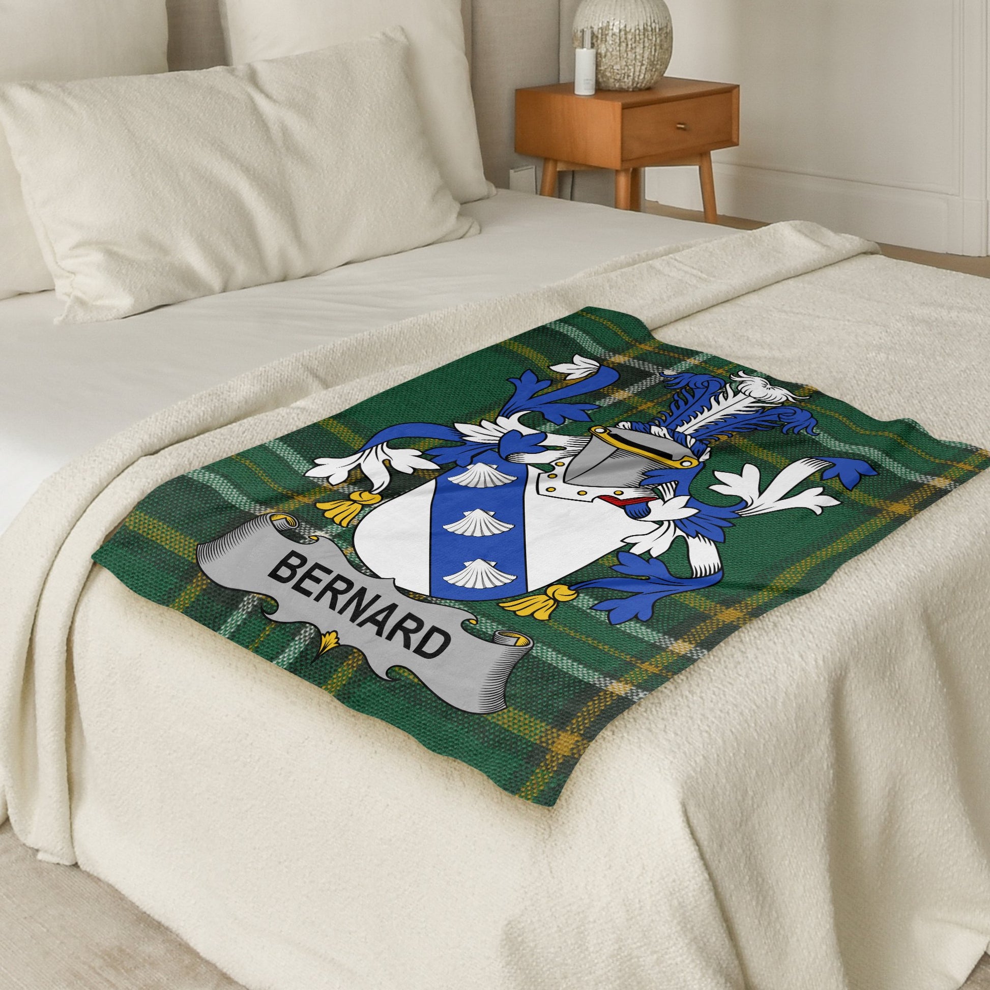 Bernard Irish Surname Coat of Arms Throw Blanket - Living Stone Gifts