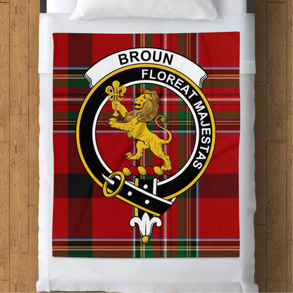 Broun Scottish Tartan Crest Throw Blanket - Living Stone Gifts