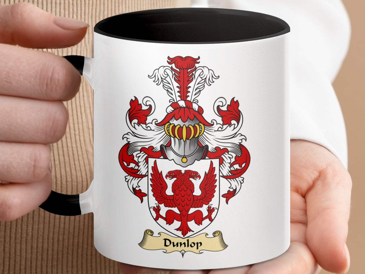 Clan Dunlop Scottish coat of arms accent coffee mug - Living Stone Gifts