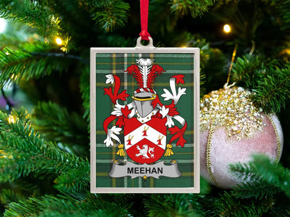 Meehan Family Crest Plaid Christmas Tree Ornament product type