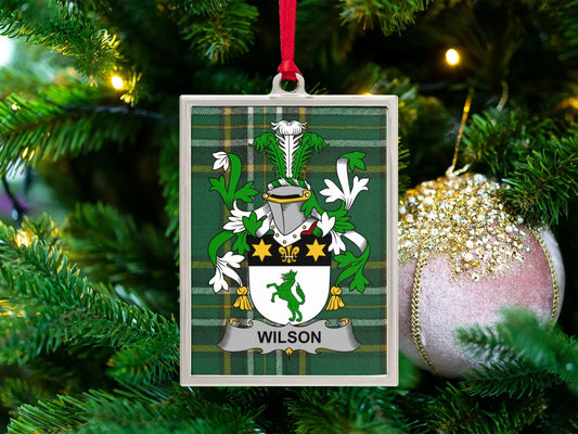 Wilson Family Crest Green Tartan Christmas Ornament product type
