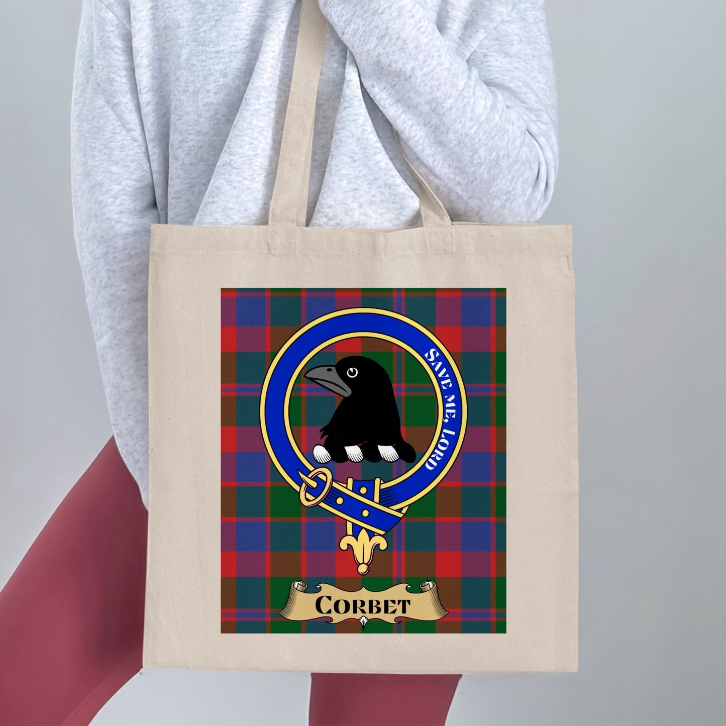 Corbet Clan Scottish Tartan Background Tote Bag - Living Stone Gifts