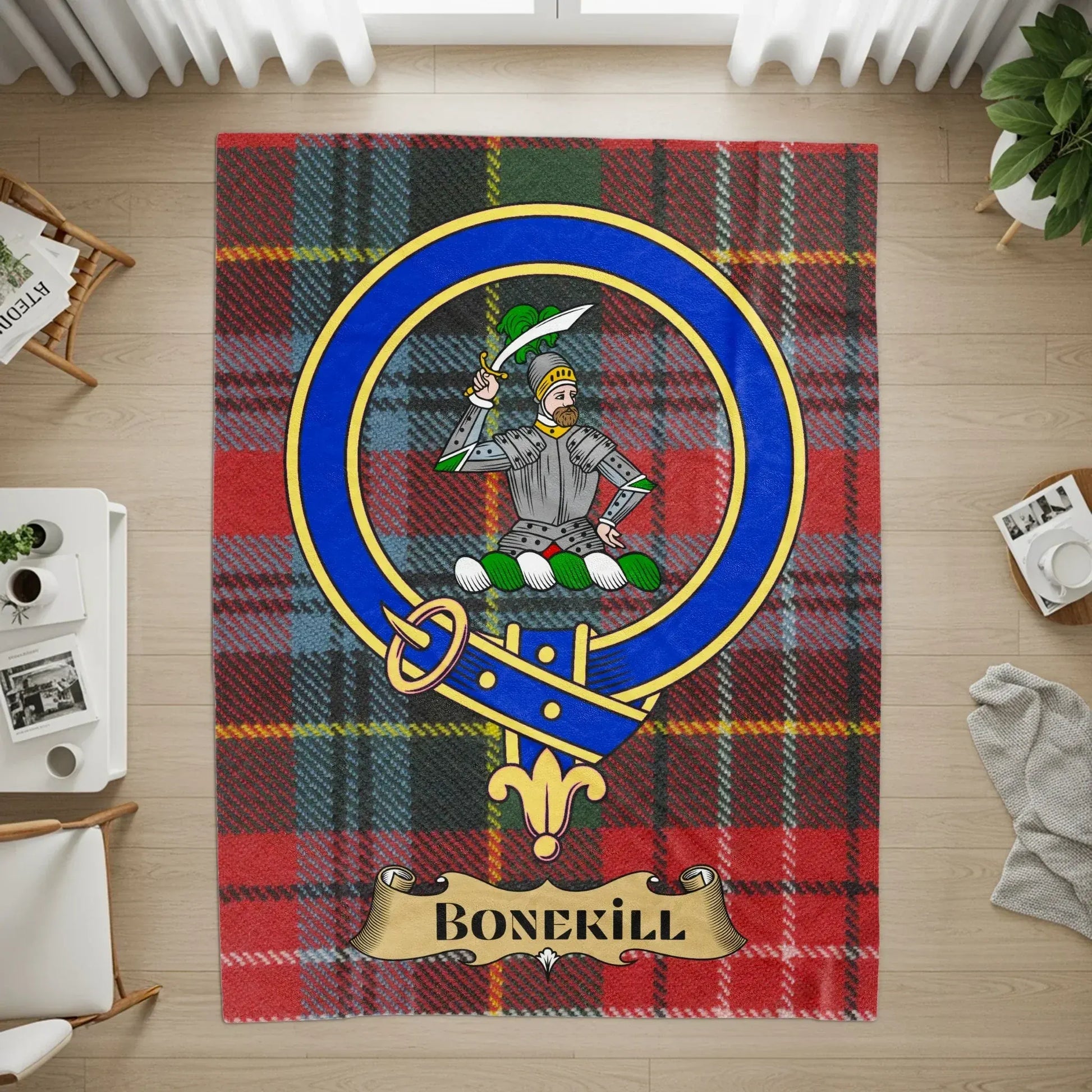 Customizable Bonekill Family Crest Plaid Design Rug product type