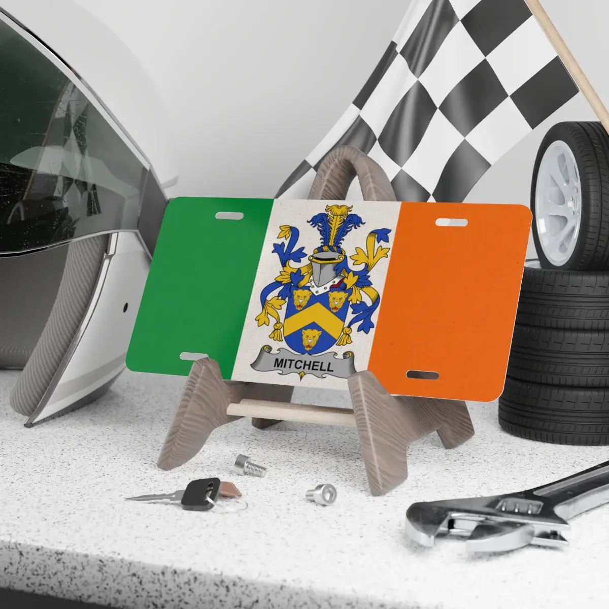 Custom Racing License Plate with Family Crest product