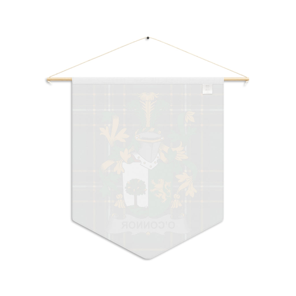 Pennant with O'CONNOR name and a crest on a plaid background.