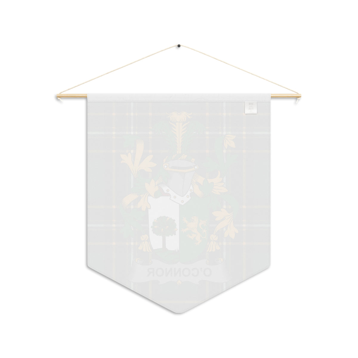 Pennant with O'CONNOR name and a crest on a plaid background.
