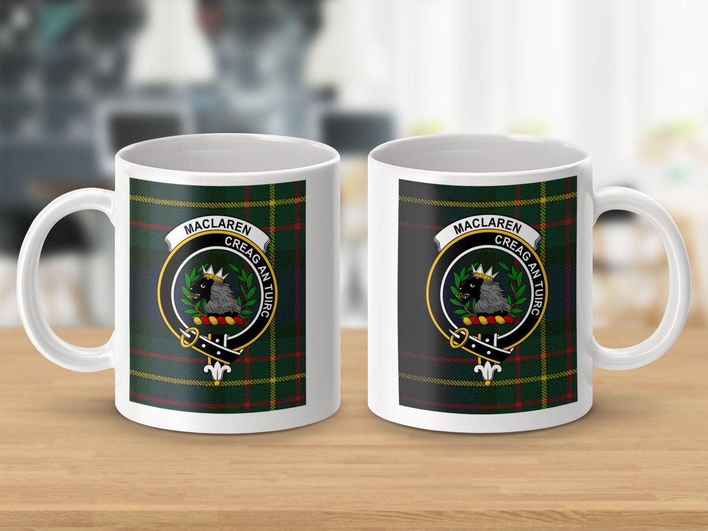 Maclaren Crest with Clan Tartan Plaid Design Mug - Living Stone Gifts