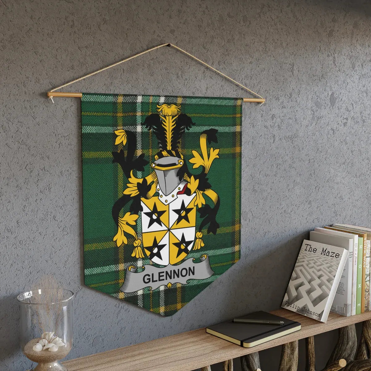 Custom Glennon Family Crest Tartan Wall Banner product