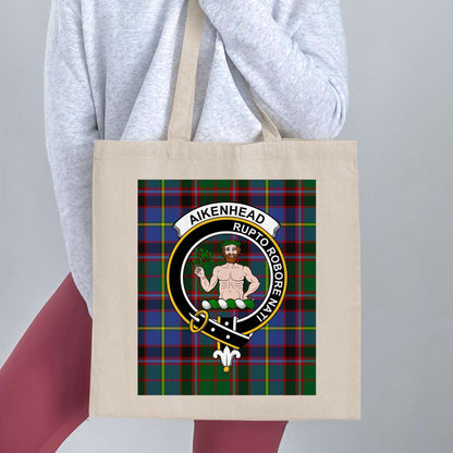 Aikenhead Clan Crest Tartan Pattern Tote Bag - Living Stone Gifts