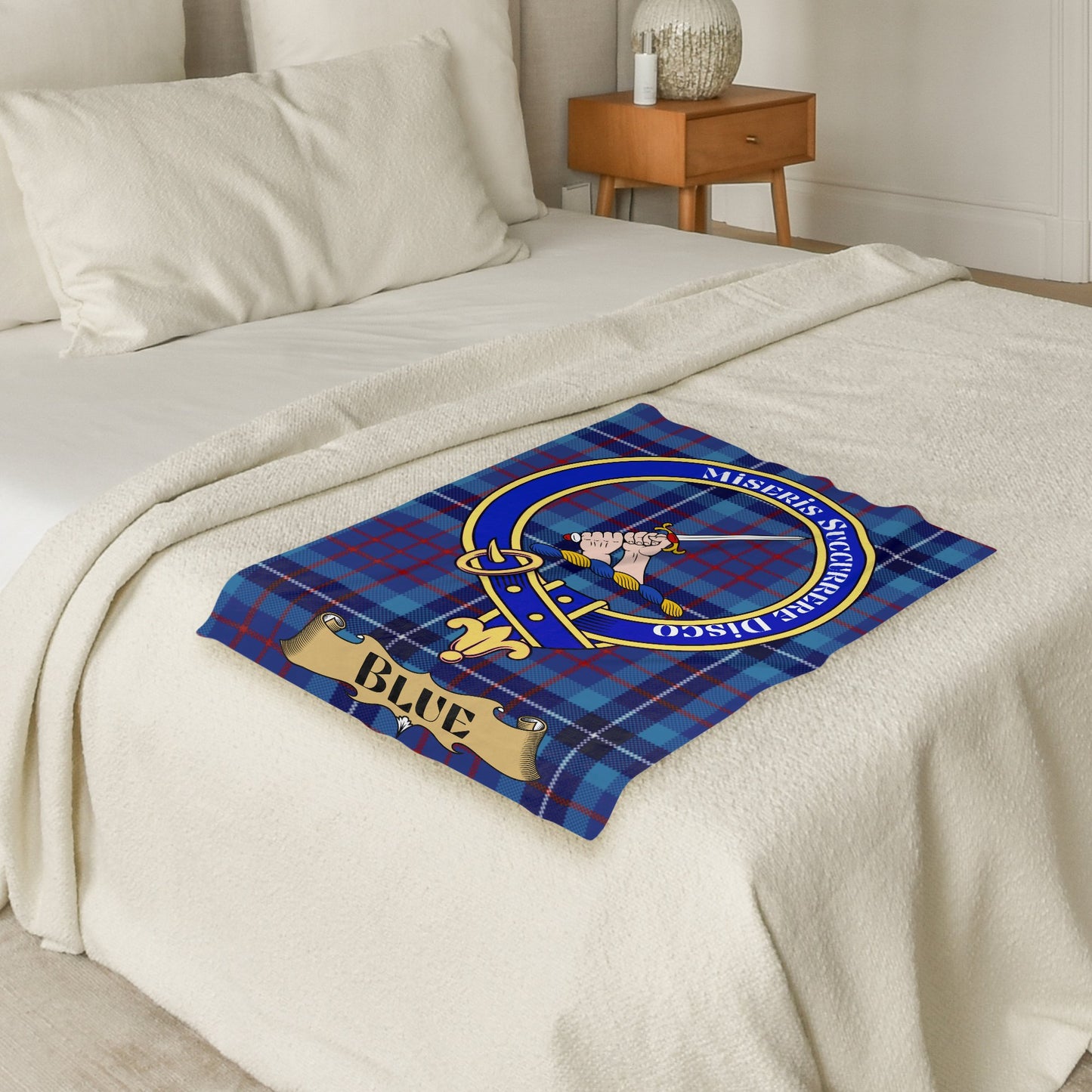 Miseris Succurrere Disco Scottish Tartan Crest Throw Blanket - Living Stone Gifts