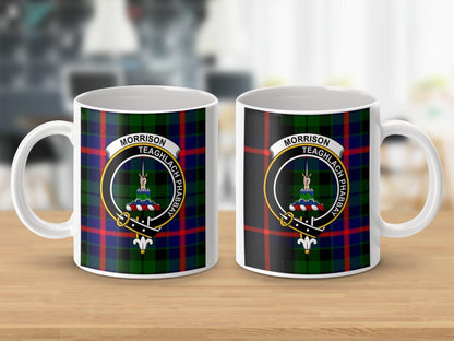 Morrison Clan Crest Tartan Design Ceramic Mug - Living Stone Gifts