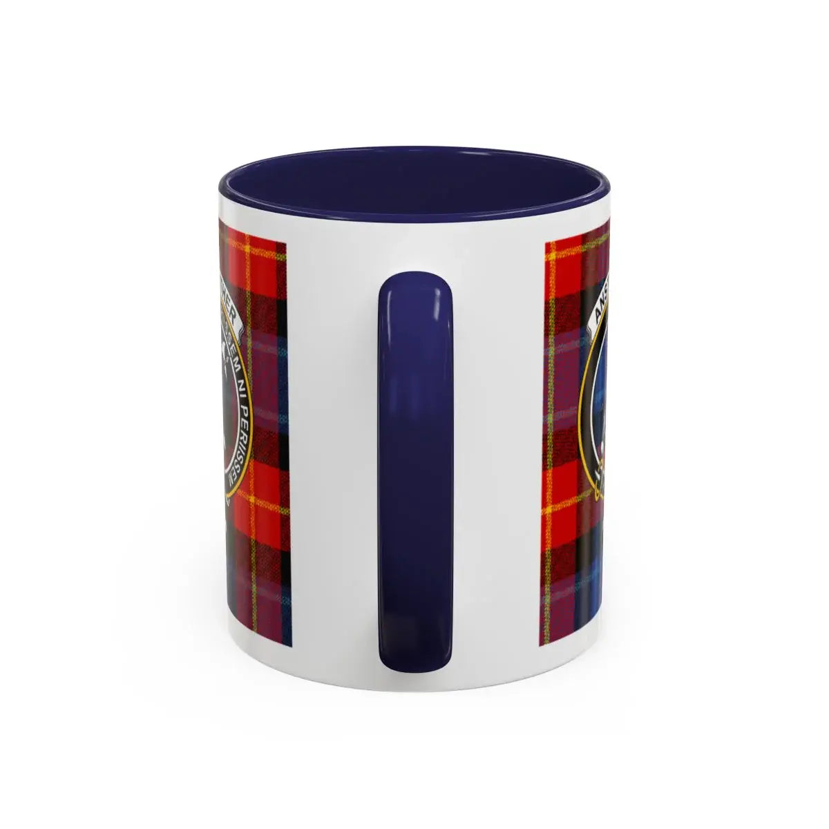 Tartan Plaid Cup with Dark Blue Handle Drinkware Product