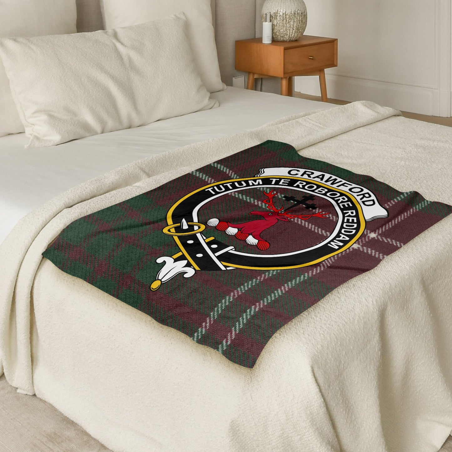 Crawford Clan Crest Tartan Throw Blanket - Living Stone Gifts