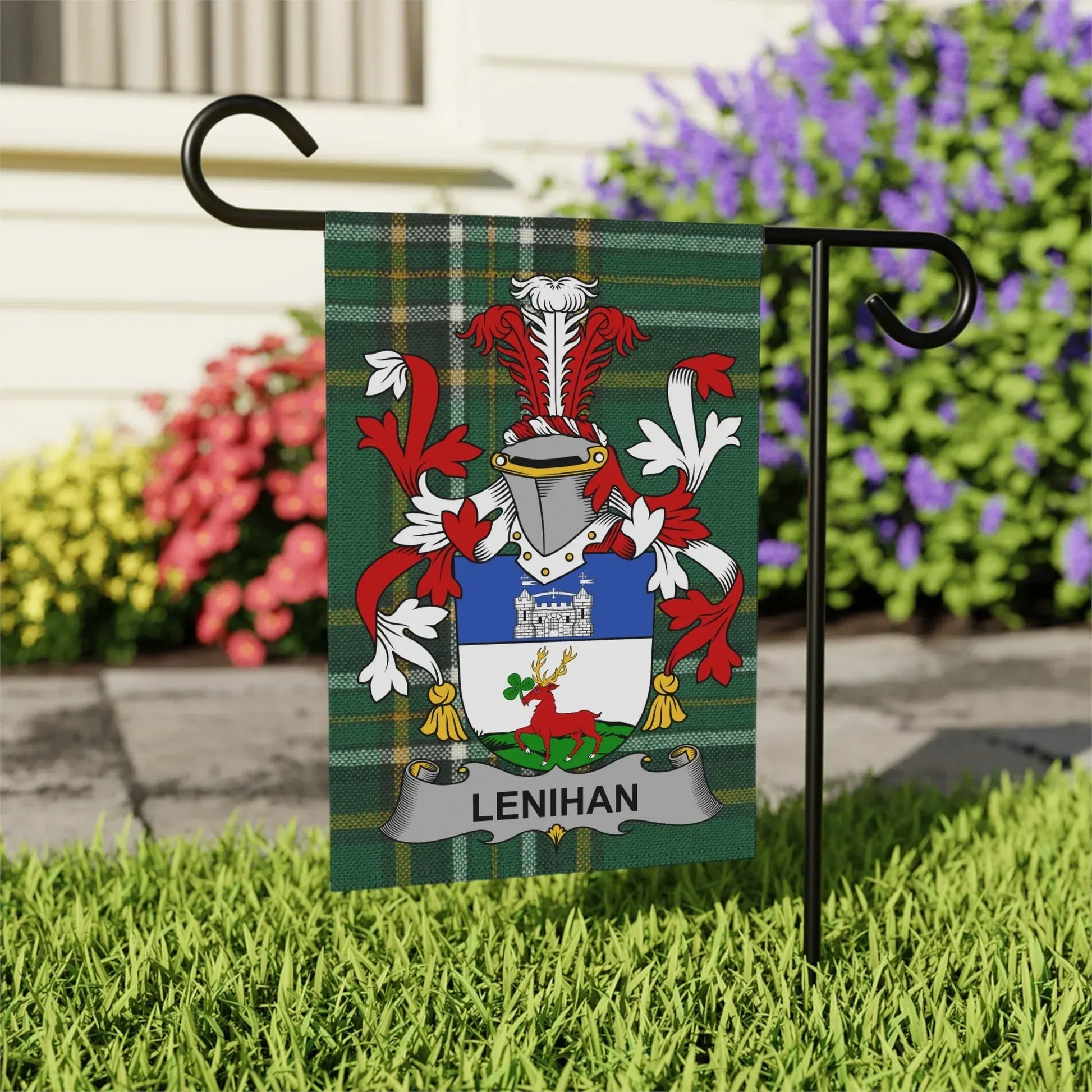Lenihan Family Crest Green Garden Flag product