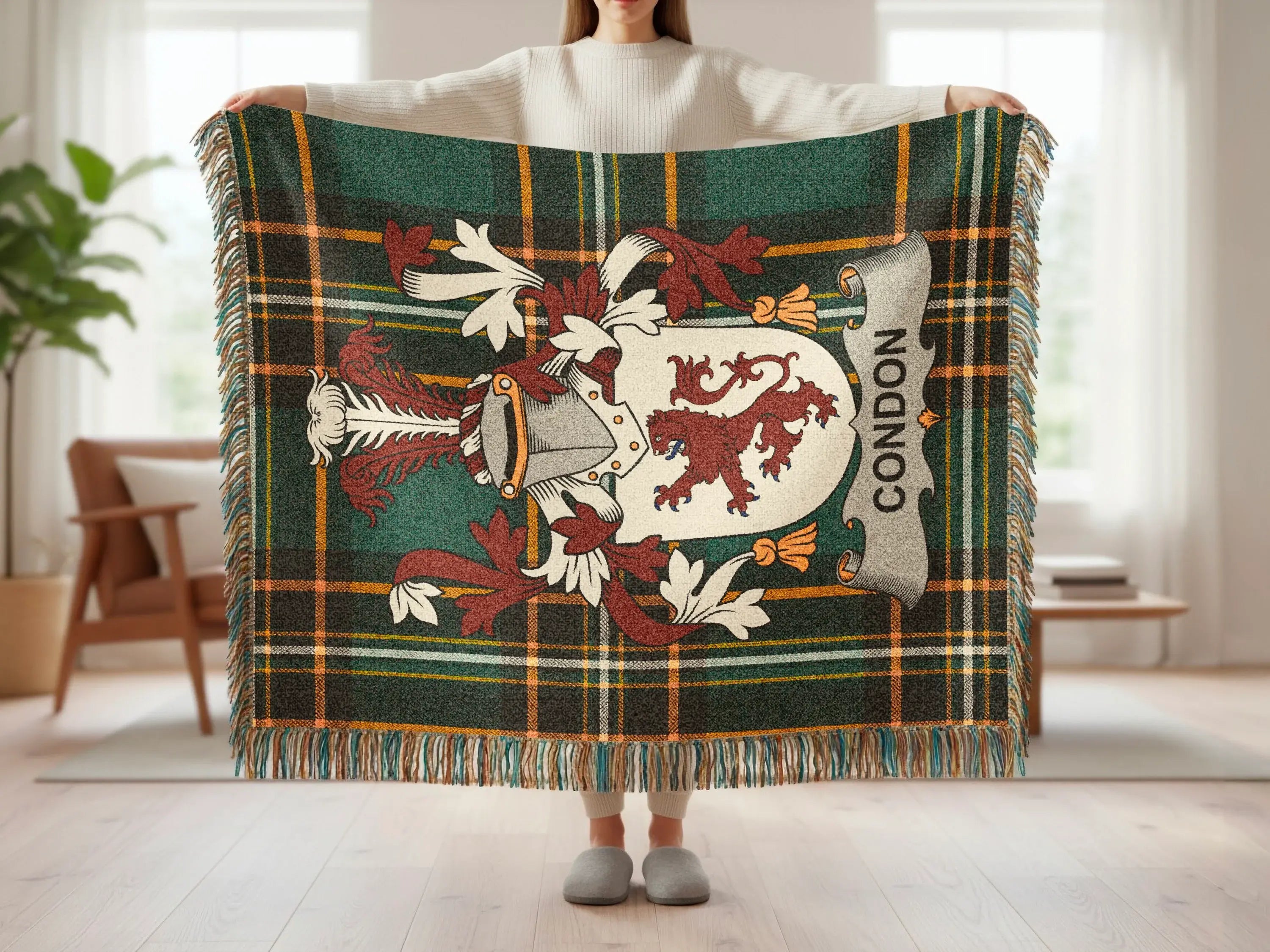 Condon Family Crest Tartan Plaid Pattern Throw Blanket product type