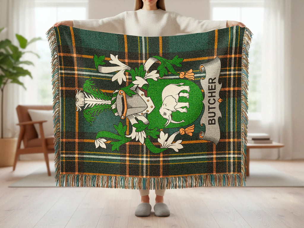 Butcher Family Crest Elephant Plaid Tartan Fringe product type