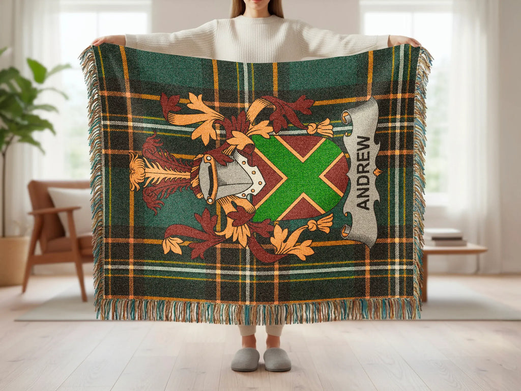 Andrew Clan Crest Plaid Woven Fringed Blanket product type