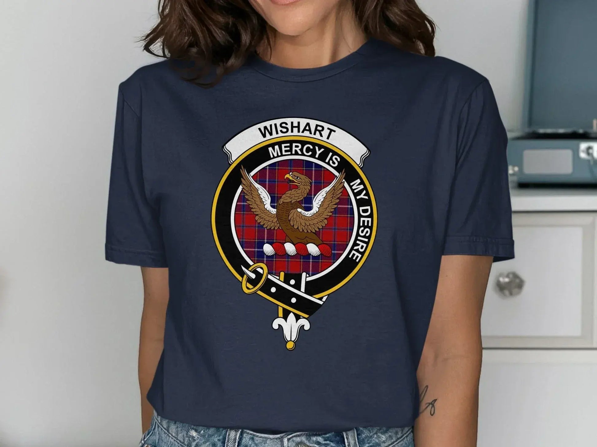 Wishart Clan Crest Tartan Mercy Is My Desire product
