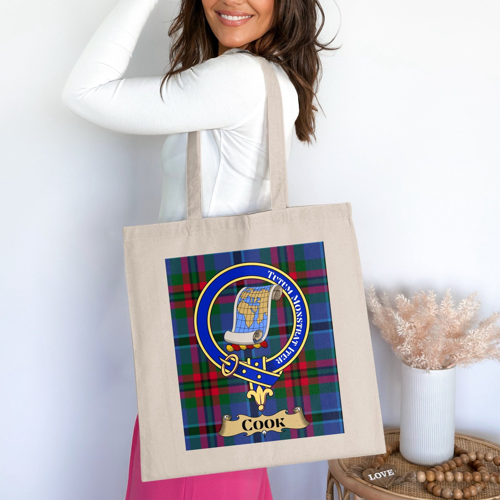 Cook Clan Crest Scottish Tartan Tote Bag - Living Stone Gifts