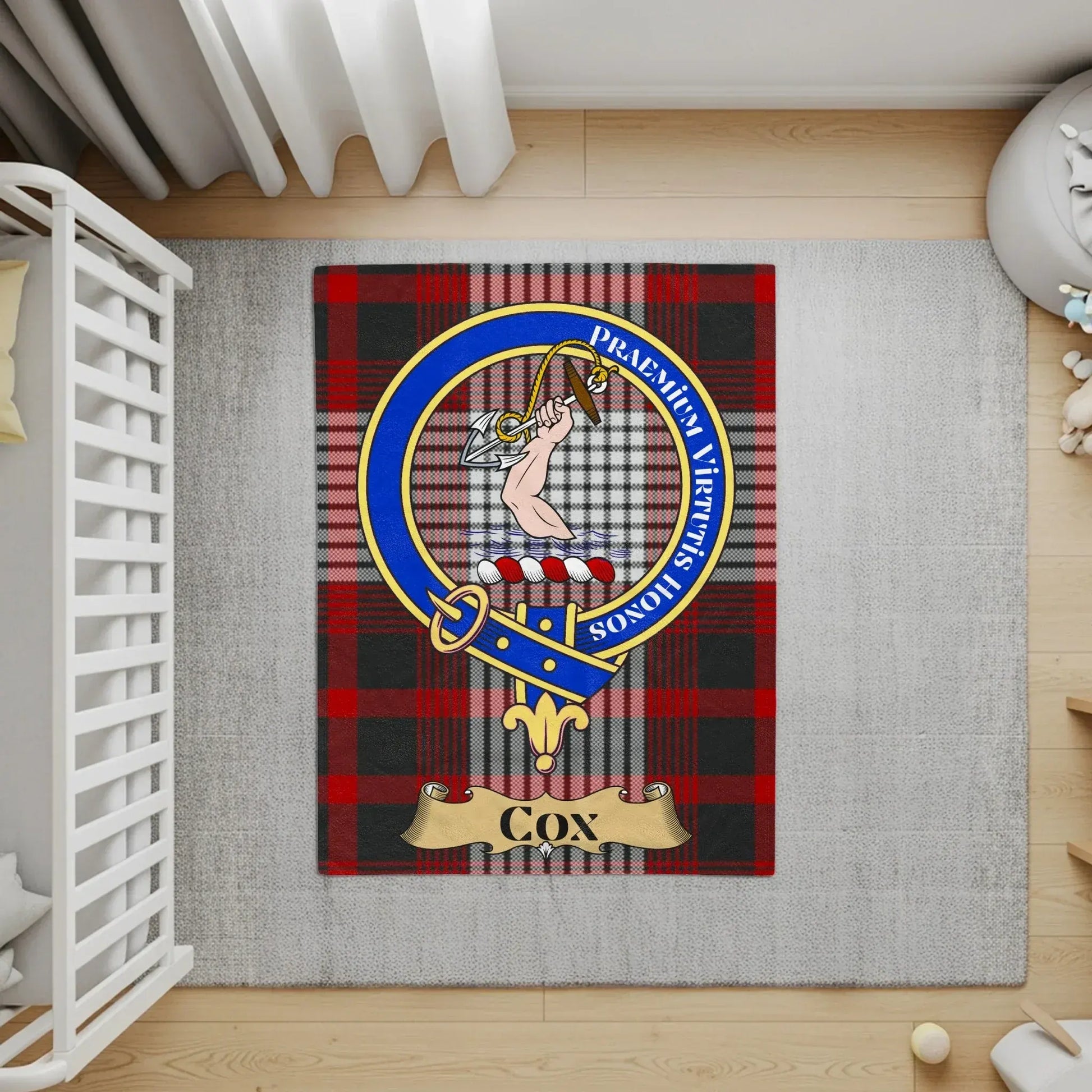 Custom Clan Cox Plaid Pattern Nursery Rug product