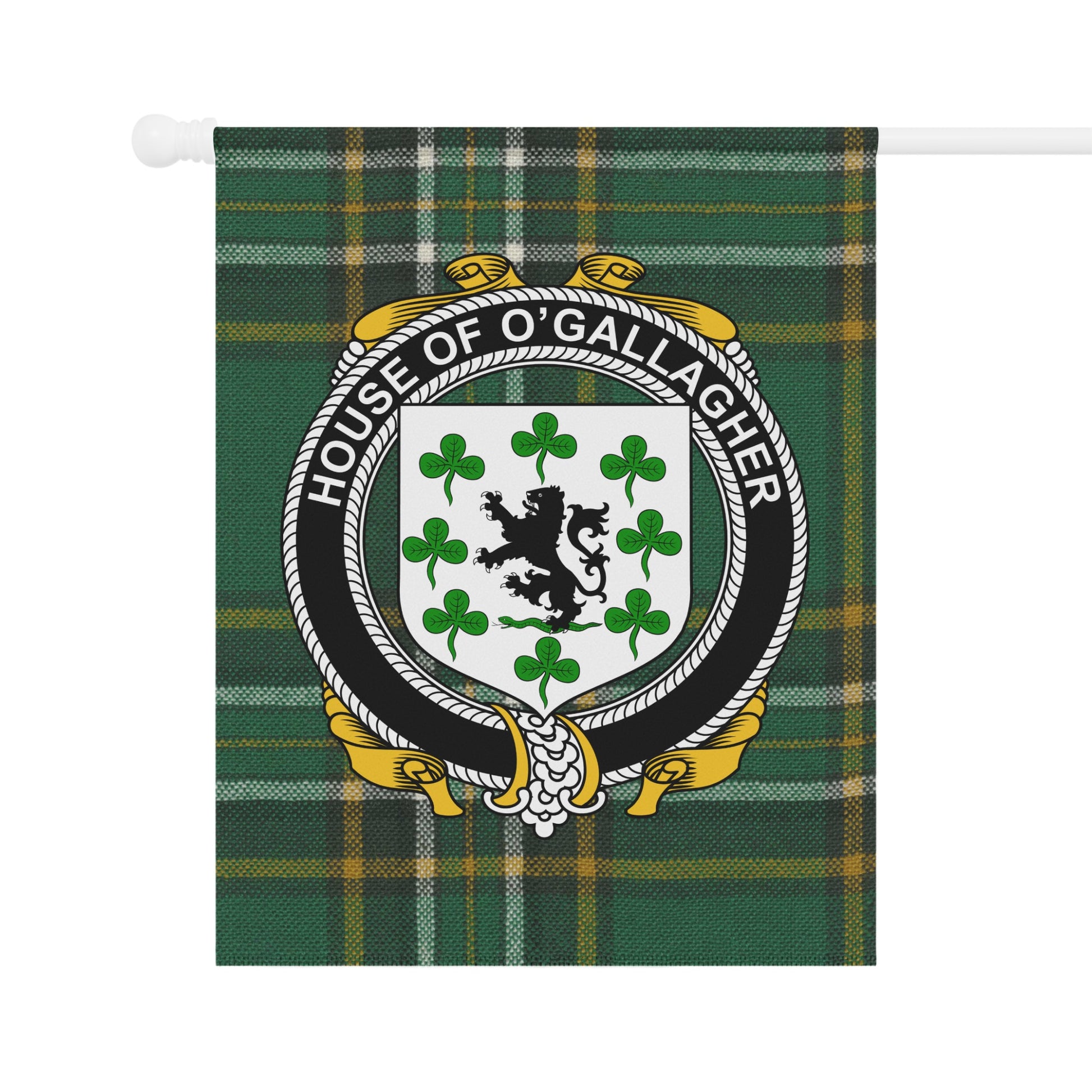 House of O'Gallagher Clan Plaid Family Crest Flag