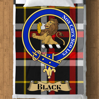 Black Scottish Tartan Clan Crest Throw Blanket - Living Stone Gifts