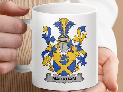 Markham Surname Irish Family Crest Mug - Celtic Ancestry Gifts