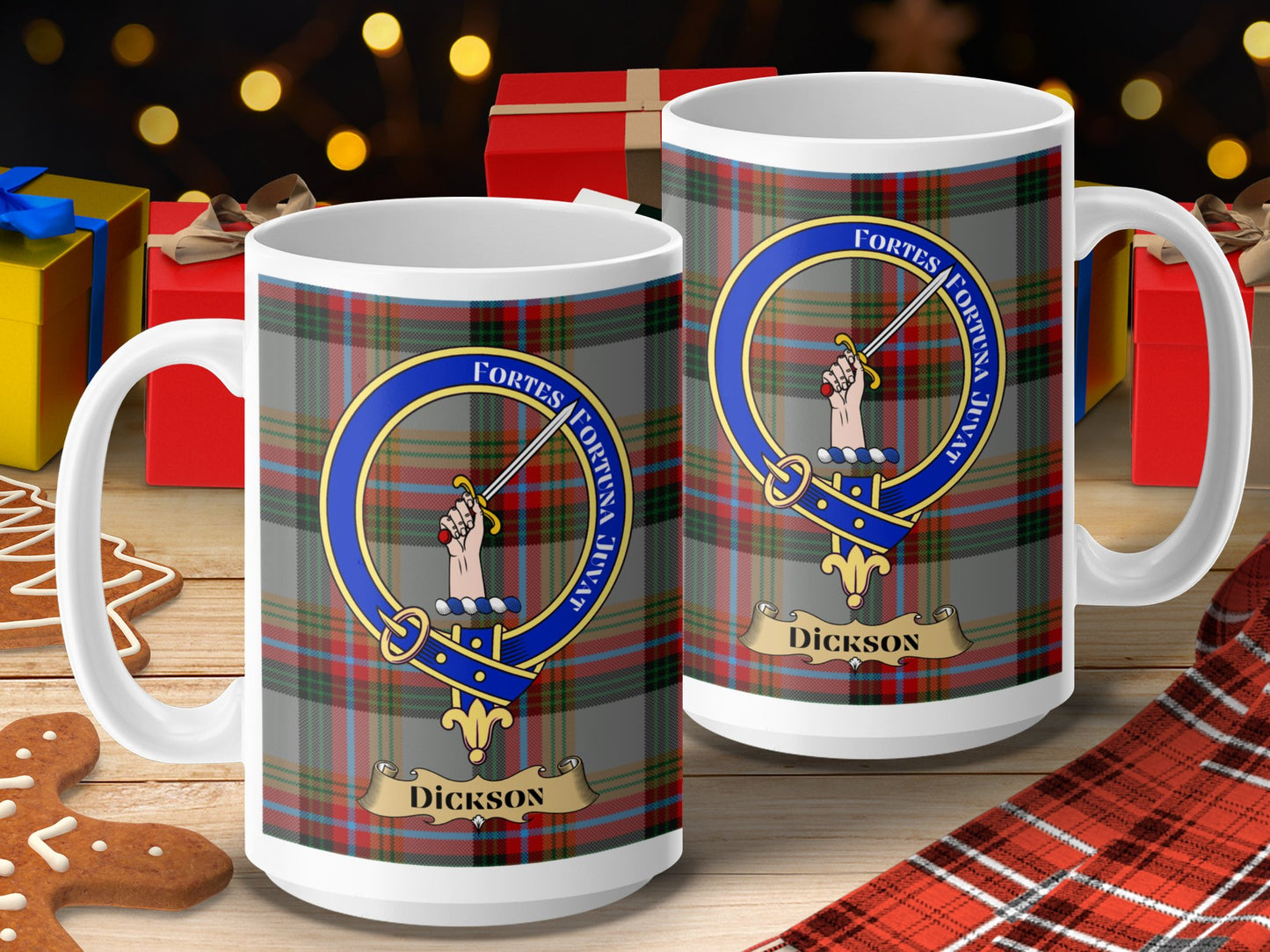 Clan Dickson Scottish Tartan Crest Heritage Mug - Living Stone Gifts