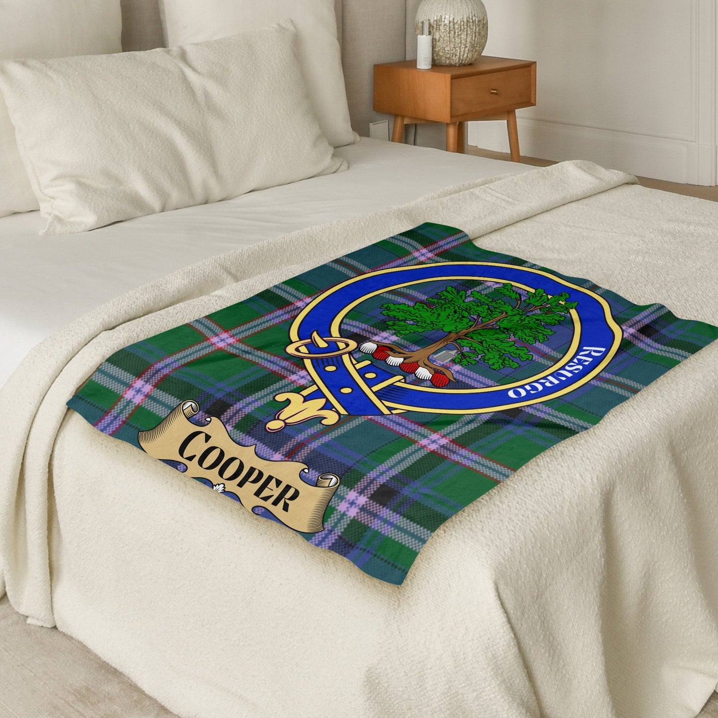 Scottish Clan Cooper Crest Tartan Throw Blanket - Living Stone Gifts