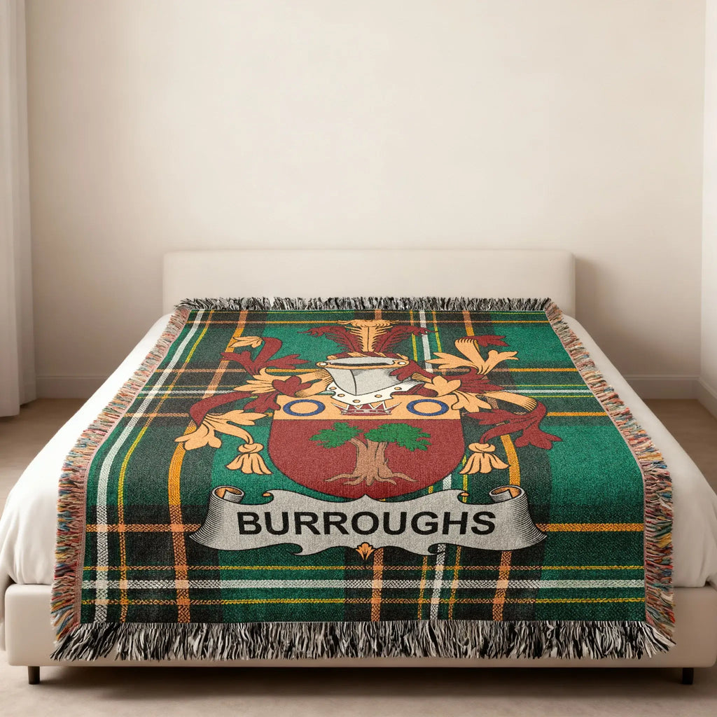 Burroughs Family Crest Plaid Design Woven Blanket product type